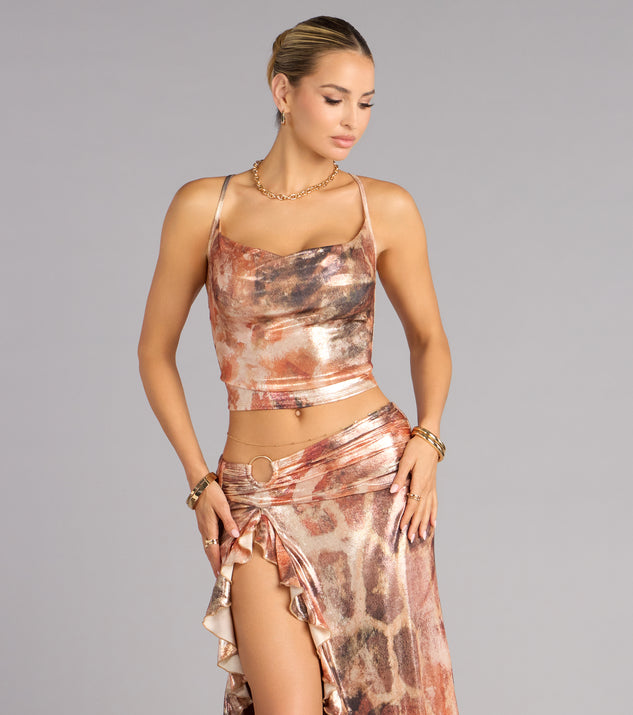 Windsor Golden Rush Metallic Cowl Neck Top