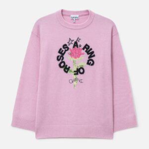 Ganni Graphic Wool Oversized Crewneck