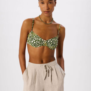 Green Animal Underwire Bikini Top