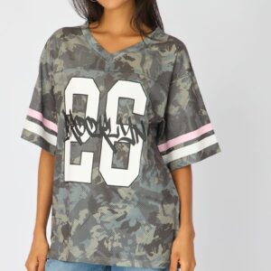 Ally Fashion Green Print Sports Tee Short Sleeve Green Print Sports Tee Short Sleeve