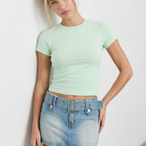Green T-shirt Short Sleeve Crew Neck