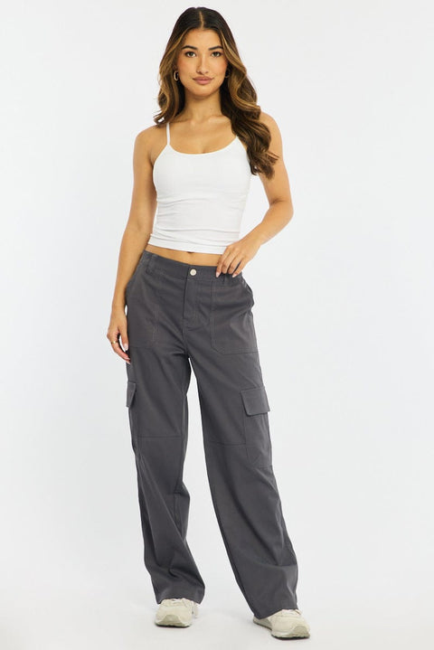 NINGBO SHINETEX IMP & EXP CO., Grey Cargo Pants Mid Rise