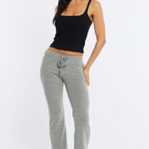 Grey Flare Leg Pants Elasticated Waist