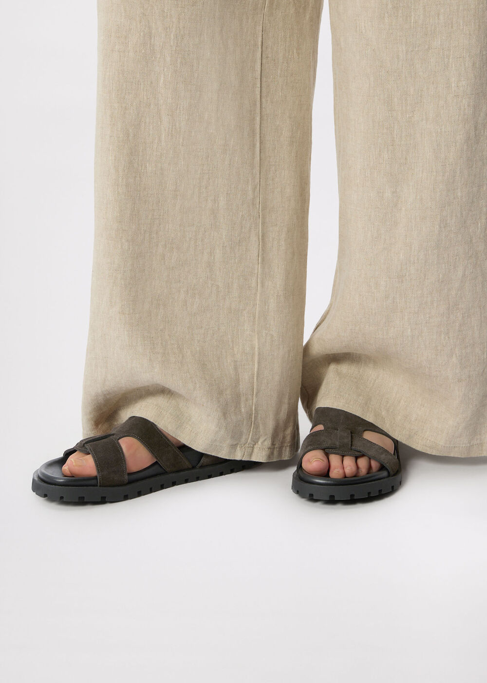 Grey Freya Fisherman Suede Sandal - Image 2
