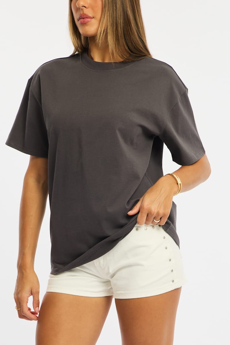 Ally Fashion Grey Oversized Short Sleeve T-shirt