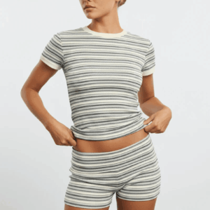Grey Stripe Stripe Short Sleeve T-shirt