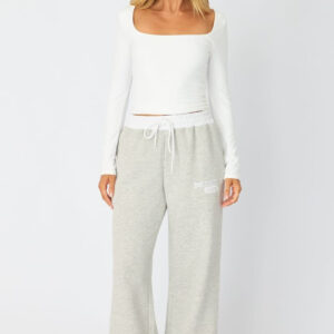 Grey Track Pants Contrast Waist