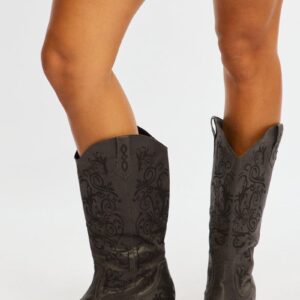 Ally Fashion Grey Western Cowboy Boots