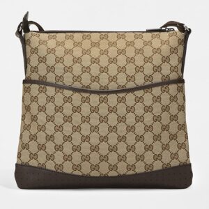 Gucci Brown Canvas Pocket Messenger Bag