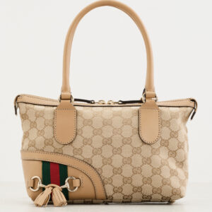Gucci Canvas Tassel Horsebit Small Handbag