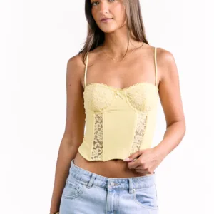 Gwen Yellow Lace Corset Top