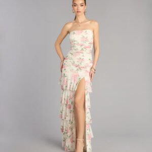 Windsor Hadley Floral A-Line Slit Formal Dress Hadley Floral A-Line Slit Formal Dress