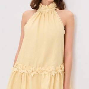 English Factory Halter Flower Detail Mini Dress