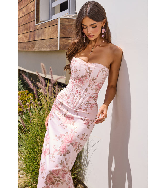 Windsor Harper Floral Corset Midi Formal Dress