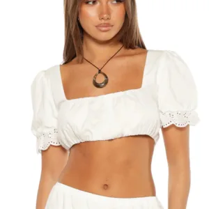 BB Exclusive Hart White Broderie Trim Crop Top Hart White Broderie Trim Crop Top