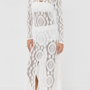 SIMKHAI Hawthorne Long Sleeve Lace Up Midi Dress