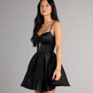 Windsor Hazel Satin Lace-Up Dress With Pockets Hazel Satin Lace-Up Dress With Pockets