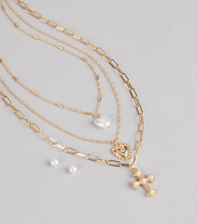 Windsor Heart And Charm Layered Necklace Set