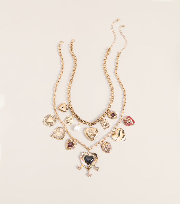Windsor Heart List Charm Necklace Set