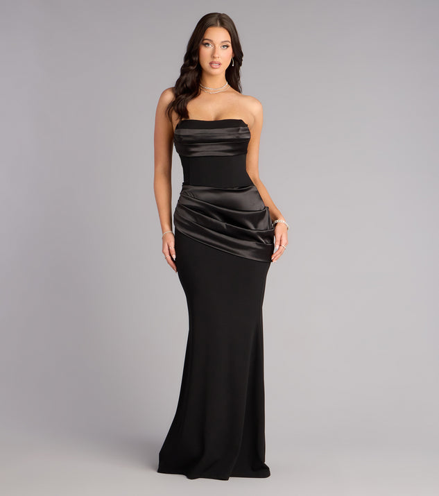 Windsor Heather Crepe Satin Lace-Up Formal Dress