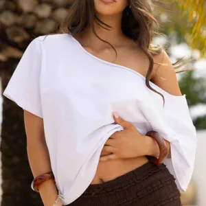 BB Exclusive Henrie White Off Shoulder Boxy Tee Henrie White Off Shoulder Boxy Tee