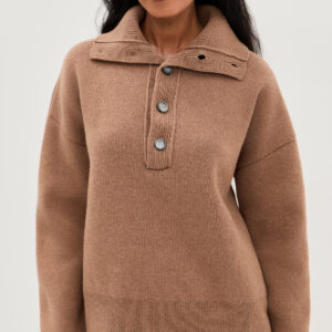 AMI High Buttoned Collar Sweater