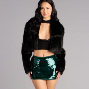 High Shine Sequin Mini Skort