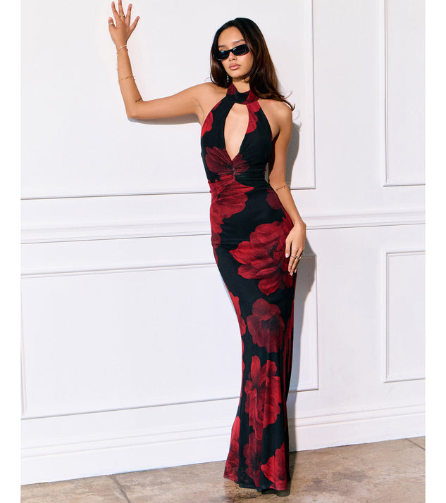 Windsor Hollie Floral Halter Mermaid Formal Dress