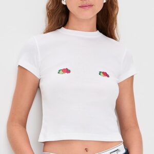 HOMMEGIRLS Homme Girls X Fruit of The Loom Baby Tee With Double Logo Homme Girls X Fruit of The Loom Baby Tee With Double Logo