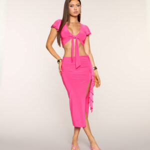 Hot Plans High Waist Ruffle Midi Skirt
