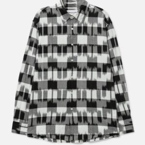 NÒMARHYTHM TEXTILE Ikat Check Regular Collar Shirt