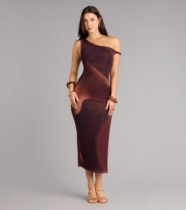 Windsor In Your Element Off-Shoulder Mesh Twist Midi Dress