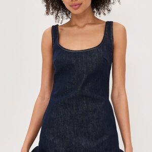 Self Portrait Indigo Denim 3d Flower Mini Dress