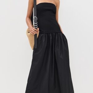 Irina Mixed Media Strapless Dress