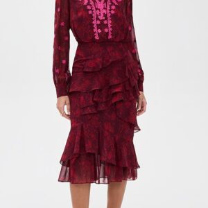 SALONI Isa Ruffle Silk Dress