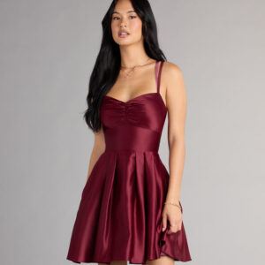Windsor Isabelle Satin Lace-Up Dress With Pockets Isabelle Satin Lace-Up Dress With Pockets