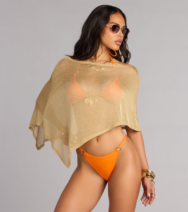 Windsor Island Luxe Metallic Knit Poncho