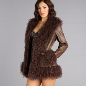 Windsor It Girl Faux Fur Trim Faux Leather Coat It Girl Faux Fur Trim Faux Leather Coat