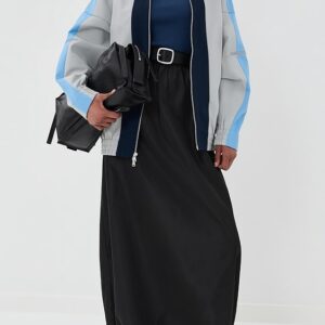 Italian Sporty Nylon Maxi Anorak Skirt