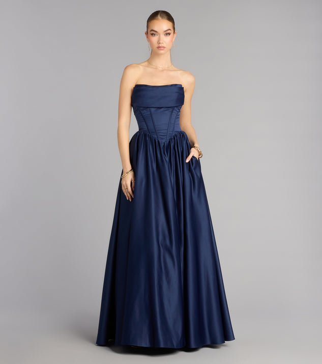 Windsor Ivana Satin Ball Gown With Pockets
