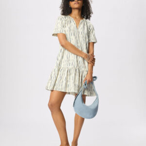 Ivory Abstract Stripe Short Dress