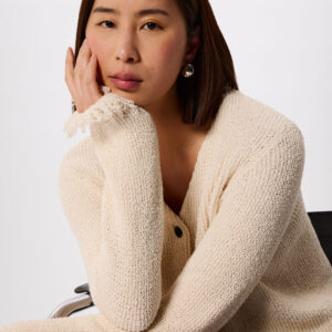 Ivory Cotton Boucle Fringe Cardigan