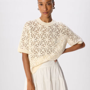 Ivory Cotton Crochet Detail Tshirt