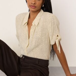 Ivory Dashed Marks Tie Sleeve Shirt Ivory Dashed Marks Tie Sleeve Shirt