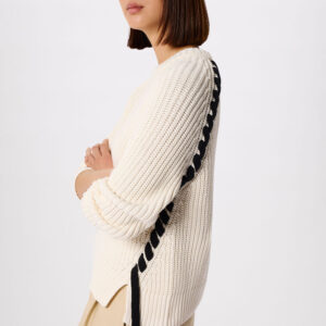 Ivory Lacing detail Crew Jumper