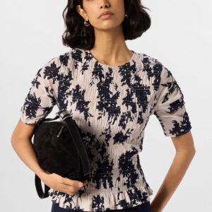 Ivory Shadow Floral Shirred Top Ivory Shadow Floral Shirred Top