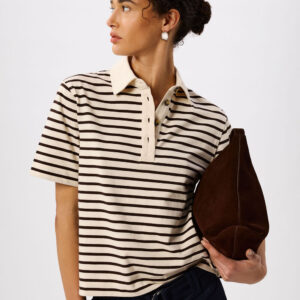 Ivory Short Sleeve Stripe Polo