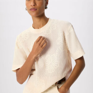 Ivory Textured Floral Jersey Top