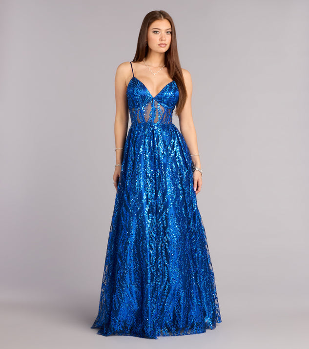 Windsor Ivy Glitter Sequin Lace-Up Ball Gown