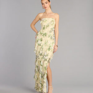 Windsor Jacie Floral Ruffle Column Formal Dress Jacie Floral Ruffle Column Formal Dress